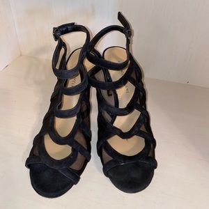 Antonio Melani Strappy Black Mesh Stilettos
